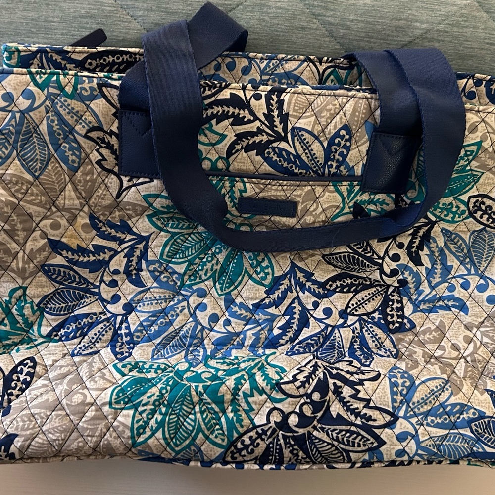 Vera Bradley Santiago Print Quilted Weekender Travel Bag - Blue, Teal, Gray.